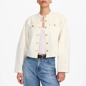 Madewell Cocoon-Sleeve Denim Lady Jacket Canvas White Cropped Denim Coat Size M